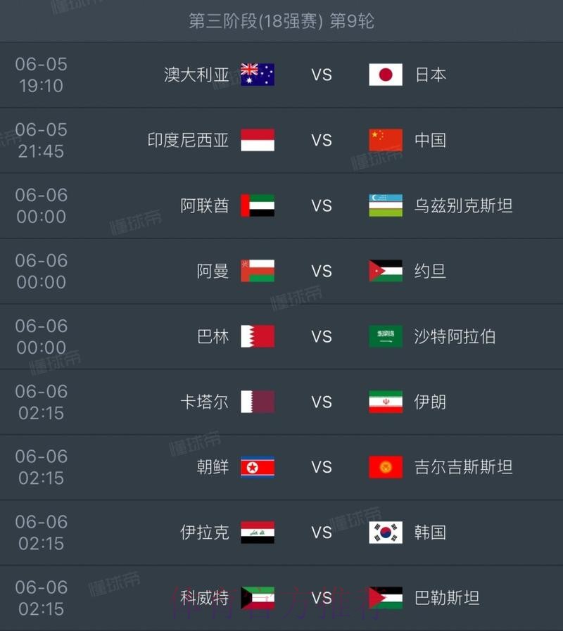 2026世界杯赛程实时